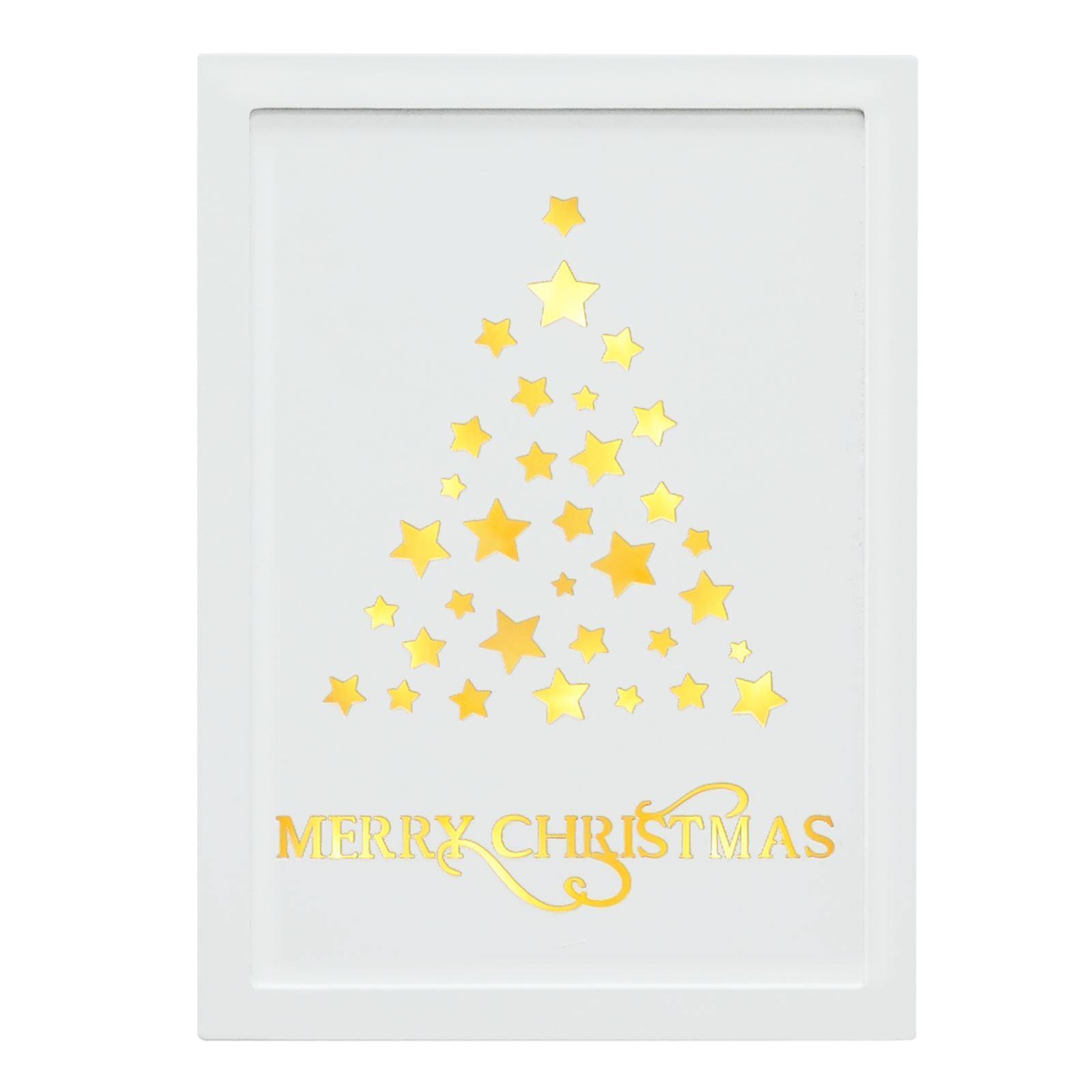Mr Crimbo 11" Light Up White Wall Plaque Christmas Decoration - MrCrimbo.co.uk -XS5076 - Tree Design -decorations